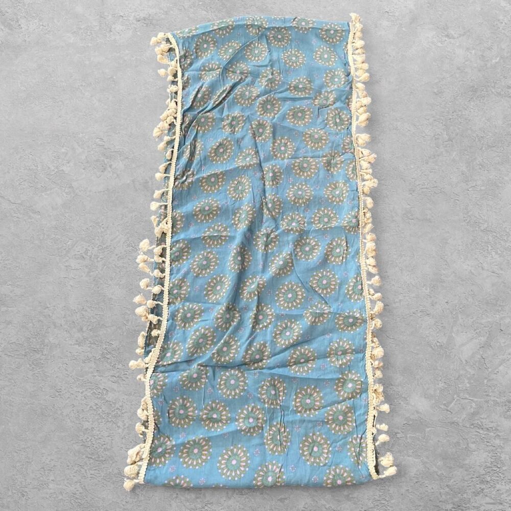 Natural Life Blue Floral Mandala Scarf Wrap Boho Hippie Beach